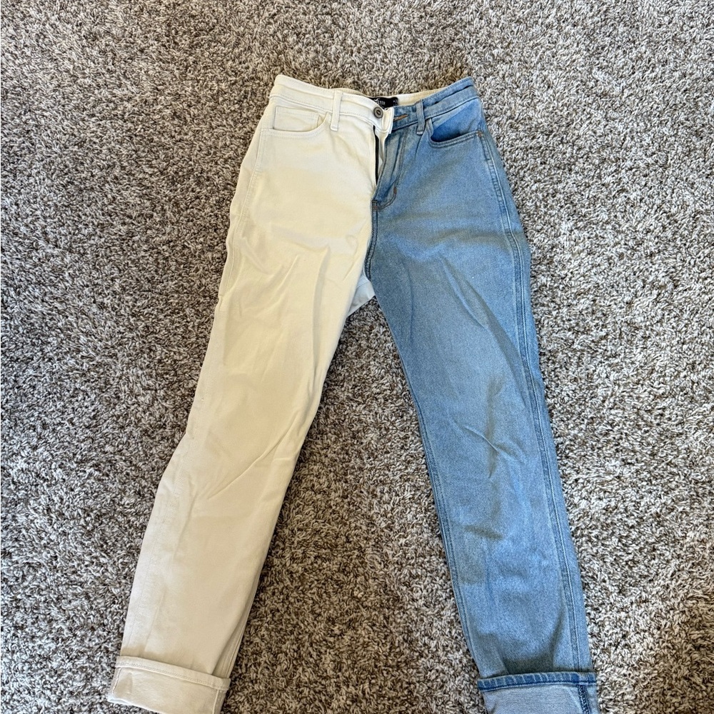 Two-Tone Jeans - Cream and Blue
